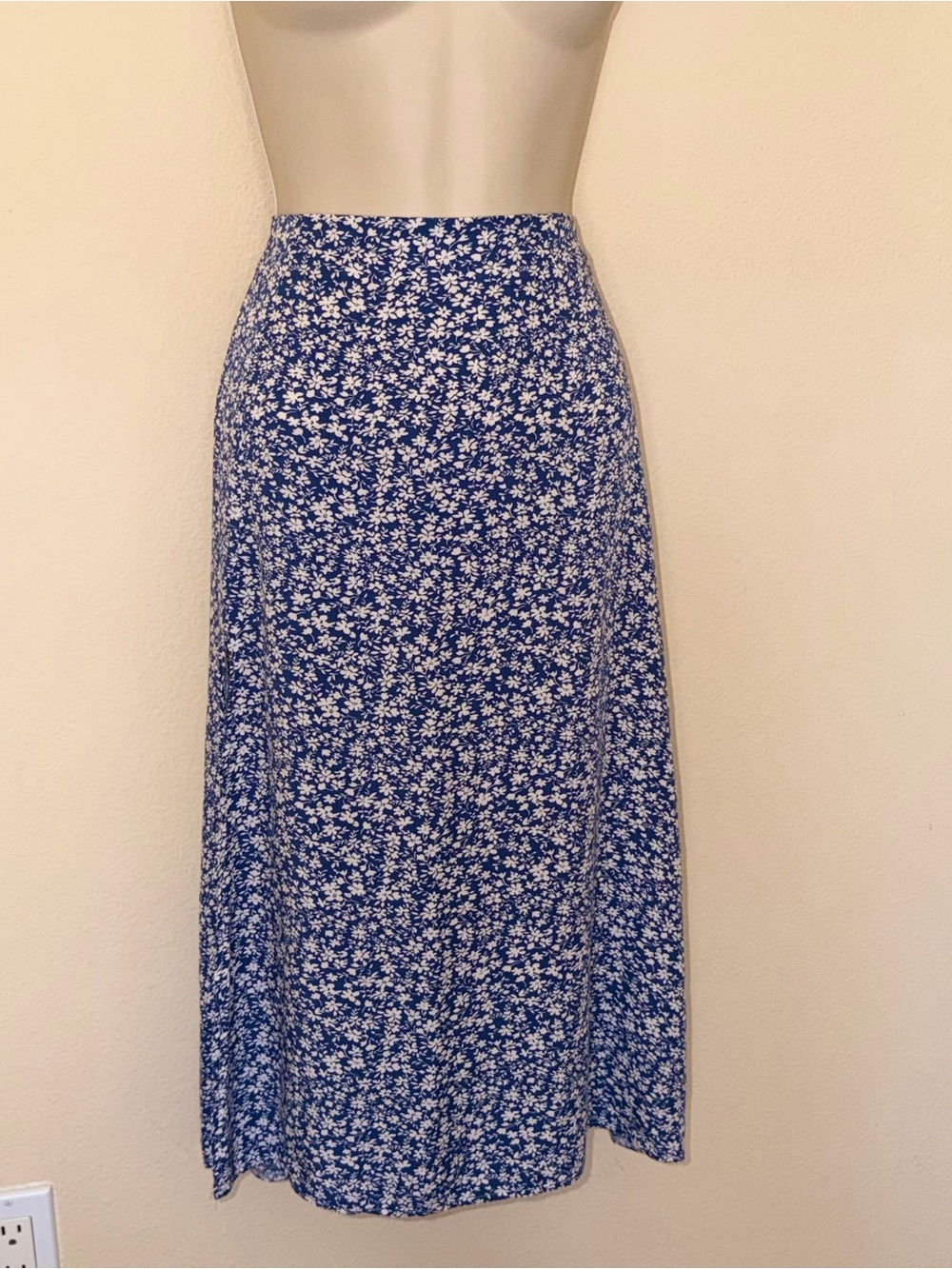 Blue and White Floral Maxi Skirt